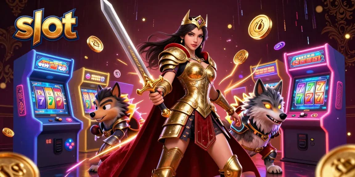 Experience thrilling slots action with captivating characters and vibrant game elements in this illustration