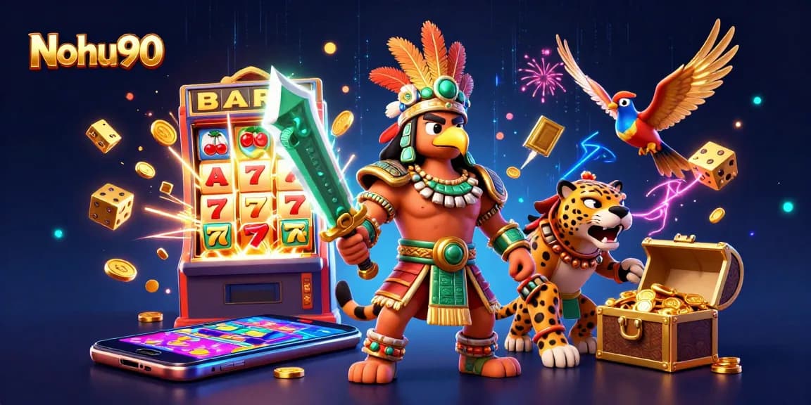 Nohu90 brings exciting gaming action with Aztec warriors and dazzling casino elements.