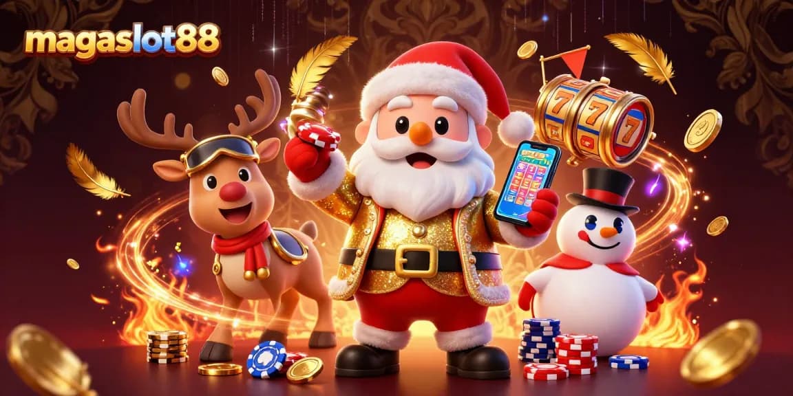 Spin the reels at megaslot88 with lively characters celebrating jackpots in a vibrant casino scene.