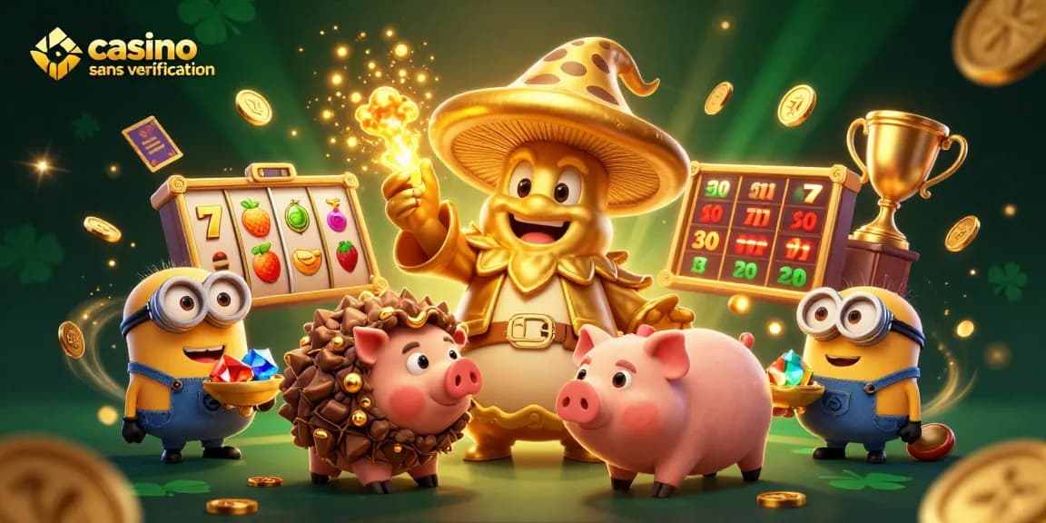 Jouez au casino sans vérification et découvrez l'univers dynamique des jeux avec cette illustration fantastique.