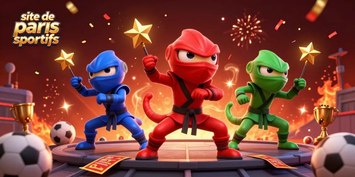 Pariez sur le site de paris sportifs avec une équipe de chameleons ninja en pleine action.