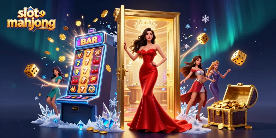 Play exciting slot mahjong with stunning visuals featuring a beautiful Asian woman in a classy casino setting