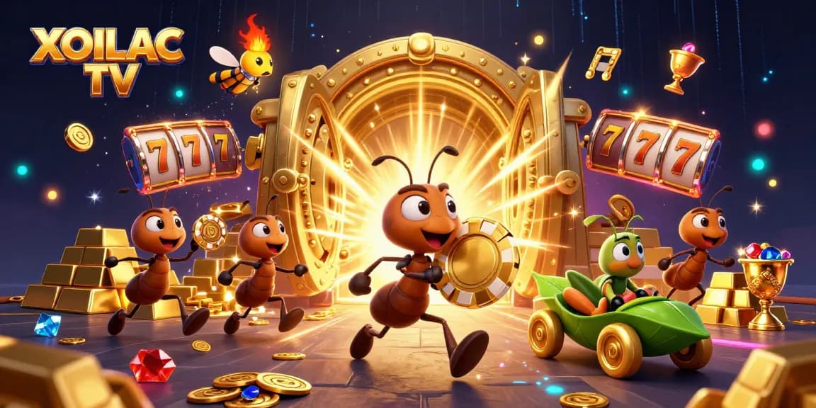 Join the fun at XOILAC TV while watching thrilling casino action with golden poker chip antics.