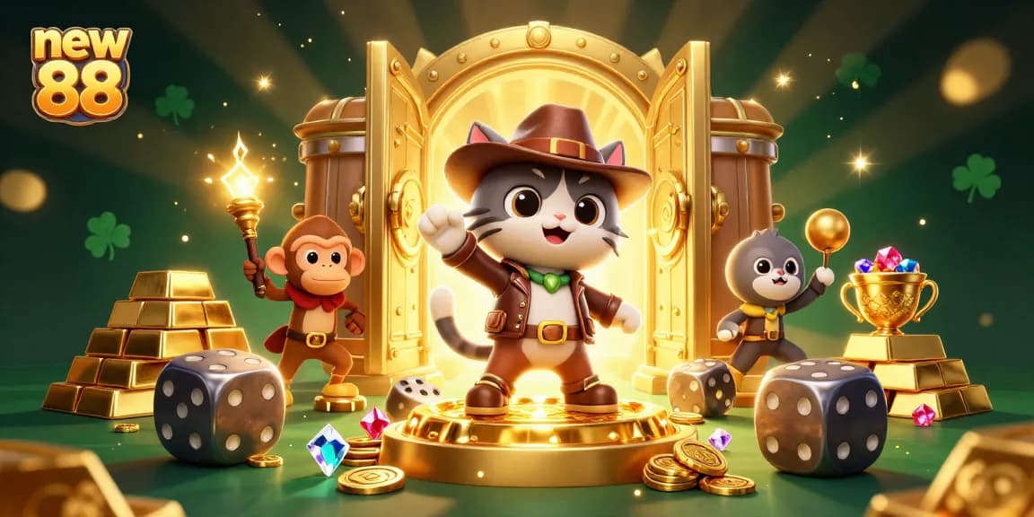 Engage in thrilling adventures with new 88 as the explorer cat uncovers golden casino treasures.