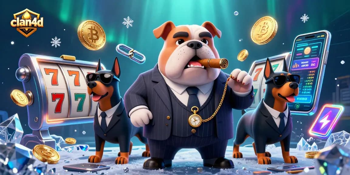 Experience the thrills at clan4d with a dynamic casino scene featuring mafia-themed characters and vibrant game elements.