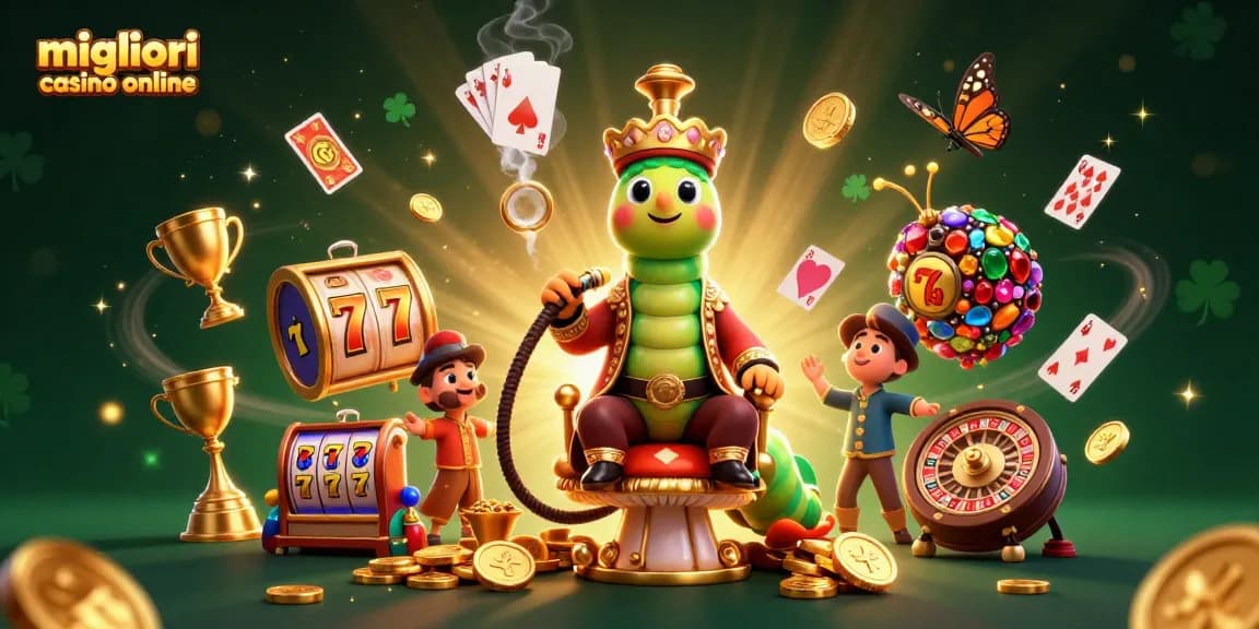 Gioca nei migliori casinò online con slot e premi straordinari in una scena colorata.