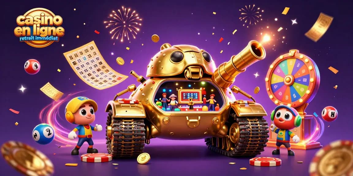 Profitez de gains immédiats avec casino en ligne retrait immédiat, illustration d'un casino miniature vibrant.