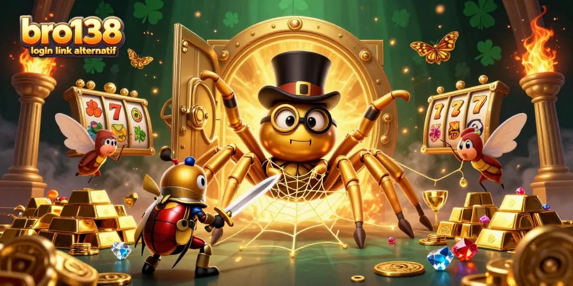 Experience bro138 login link alternatif with an exciting golden tarantula-themed casino adventure.