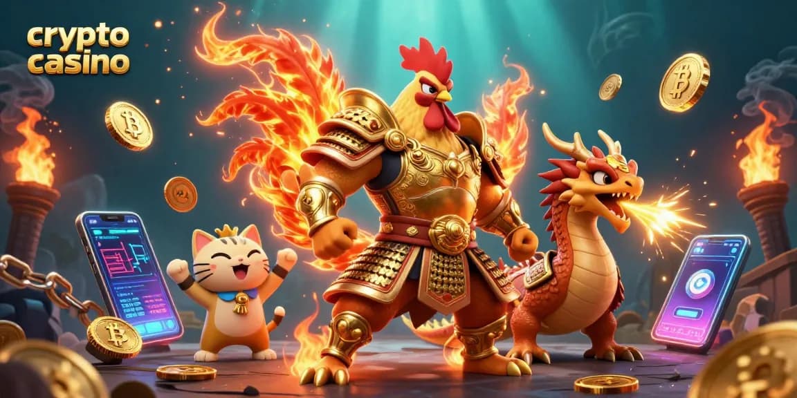 Gagnez au crypto casino avec cette illustration dynamique du guerrier en armure et ses amulettes.