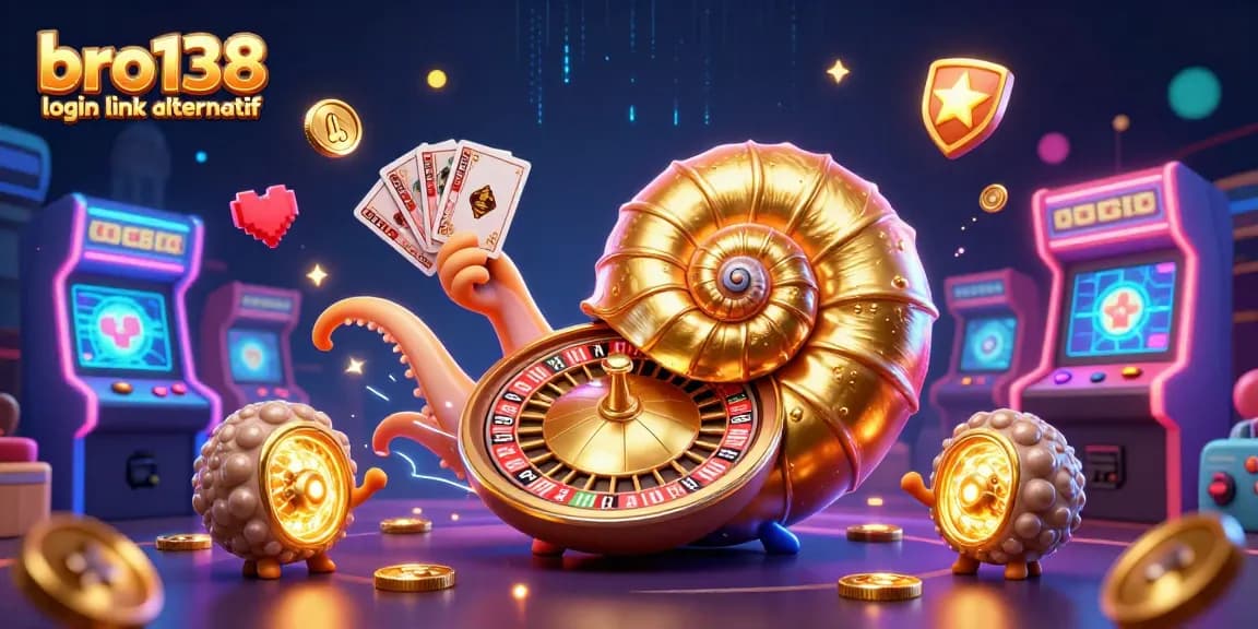 Win big with the bro138 login link alternatif, featuring a vibrant 3D casino scene and immersive game elements.