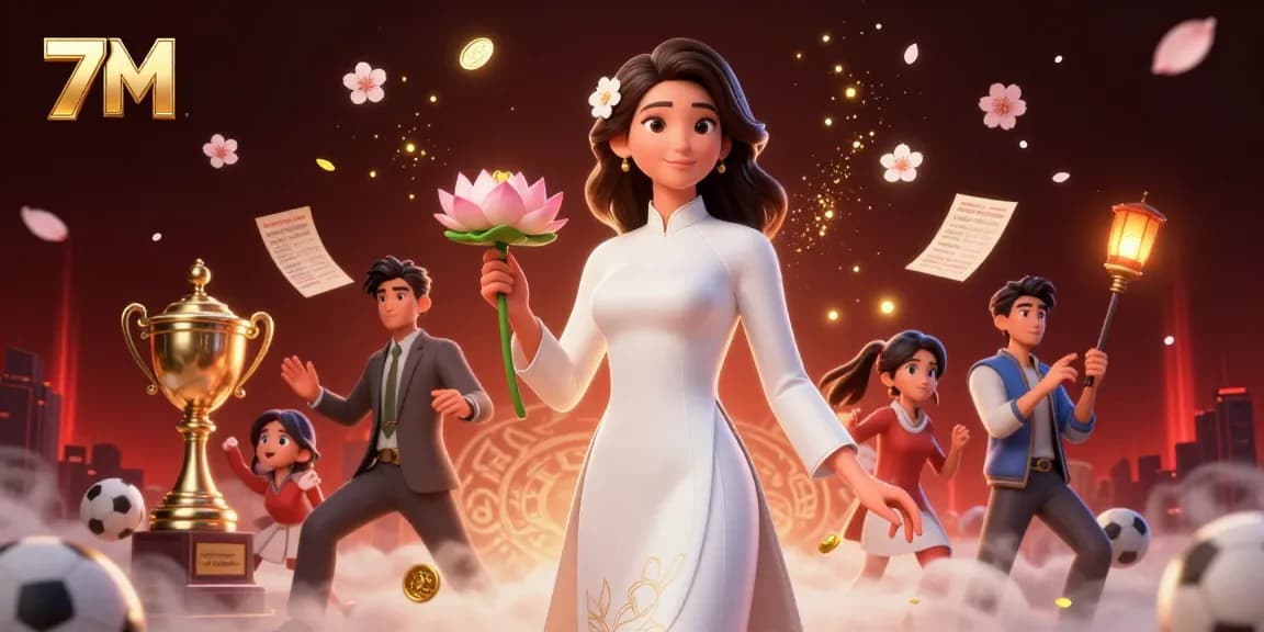 Engage in vibrant sports betting action with 7M amid dynamic graphics and Asian elegance.
