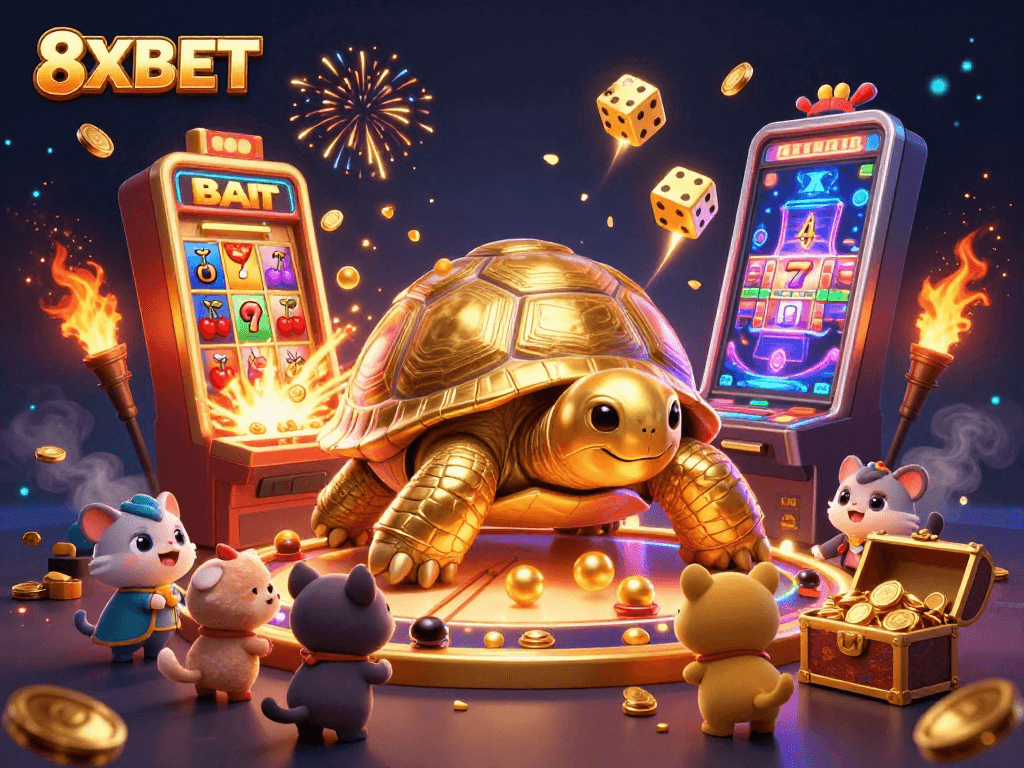 Experience thrilling action at 8XBET with lively gaming elements and vibrant design details.