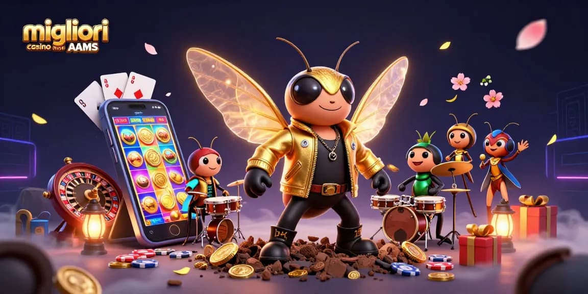 Gioca ai migliori casino non AAMS con i protagonisti in un'illustrazione di casinò vibrante.