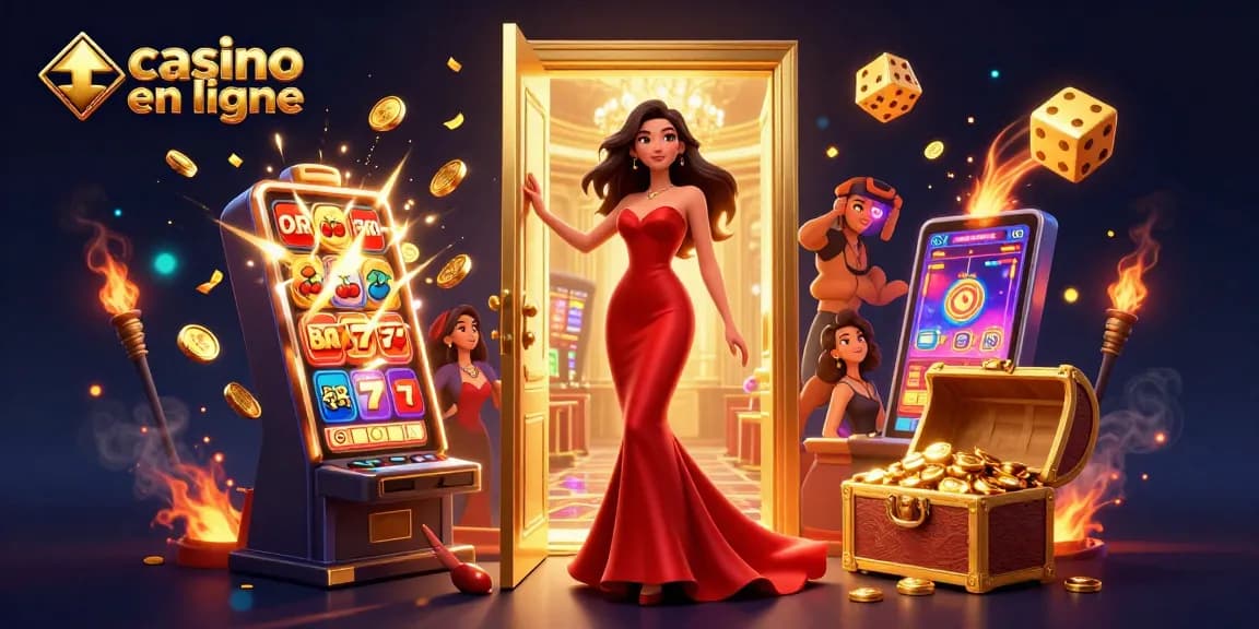 Experience a vibrant scene of casino en ligne excitement with dazzling jackpot elements and luxury ambiance.