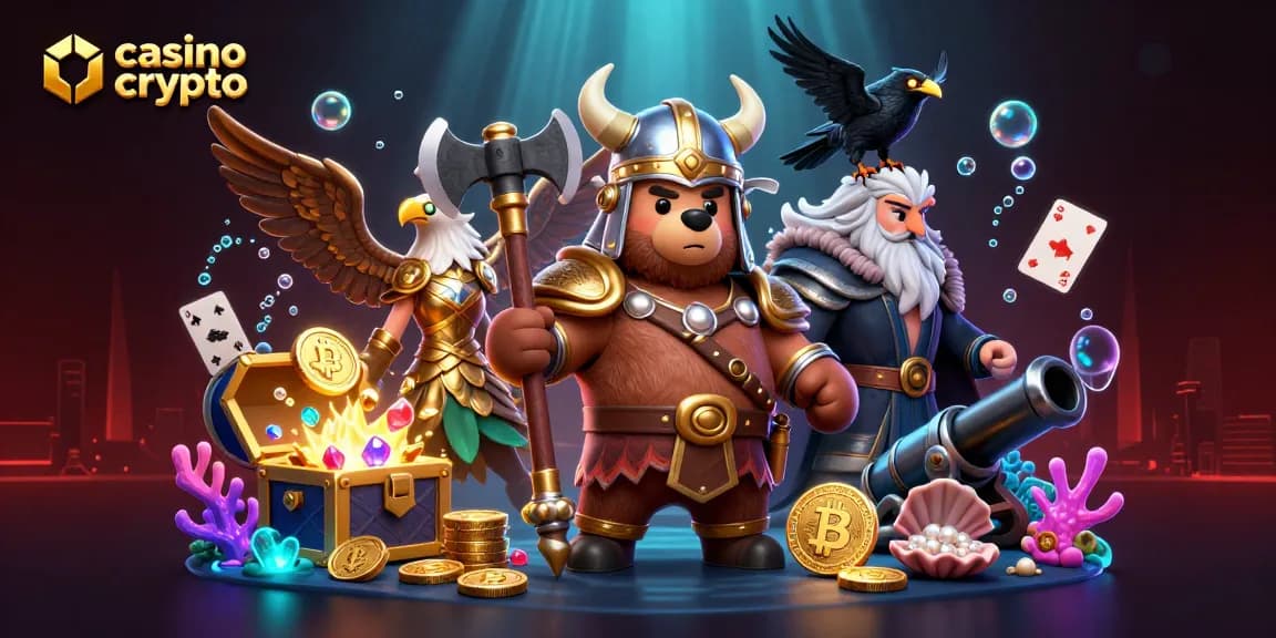 Giocatori nel casino crypto tentati da monete Bitcoin e Ethereum esplodenti in gioielli e tesori