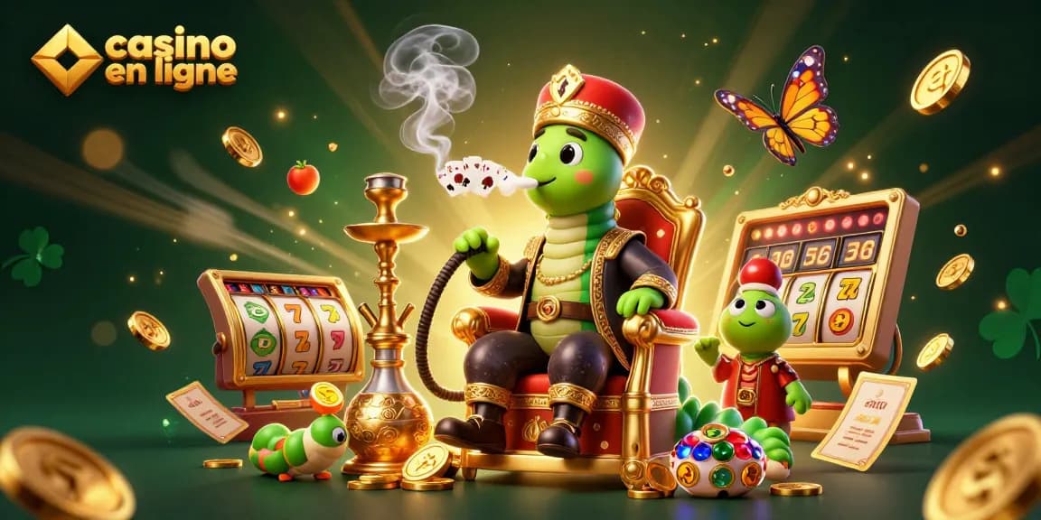 Jouer au casino en ligne avec une illustration dynamique de personnages et d'éléments de jeu captivants.