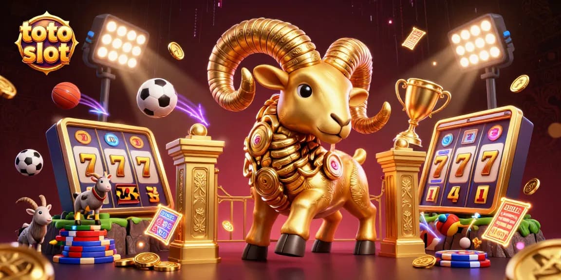 Experience thrilling gameplay with toto slot in this vibrant 3D casino scene featuring dynamic sports elements.