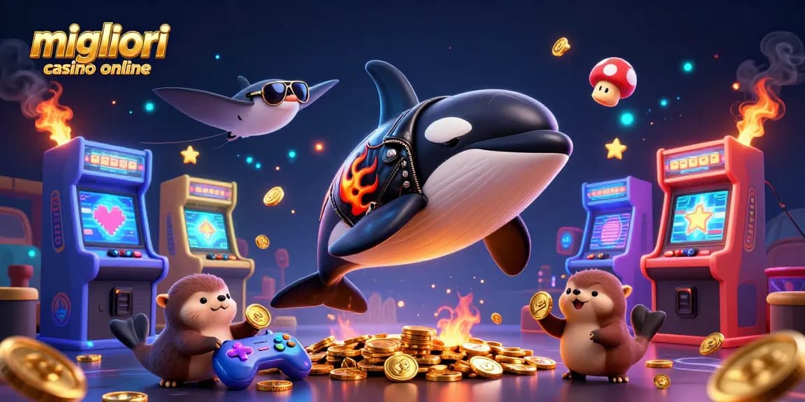 Immergiti nell'azione emozionante dei migliori casino online che mostrano un'orca, una razza e una famiglia di lontre in mezzo a giochi di casinò vibranti!