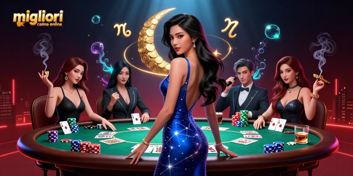 Scopri l'eleganza e l'emozione dei migliori casino online con una scena di un casinò asiatico glamuroso.