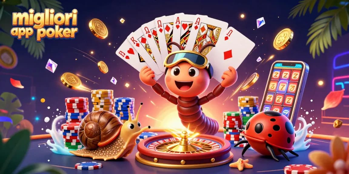 Gioca con le migliori app per poker, immerso in un'illustrazione 3D di un casinò vibrante.