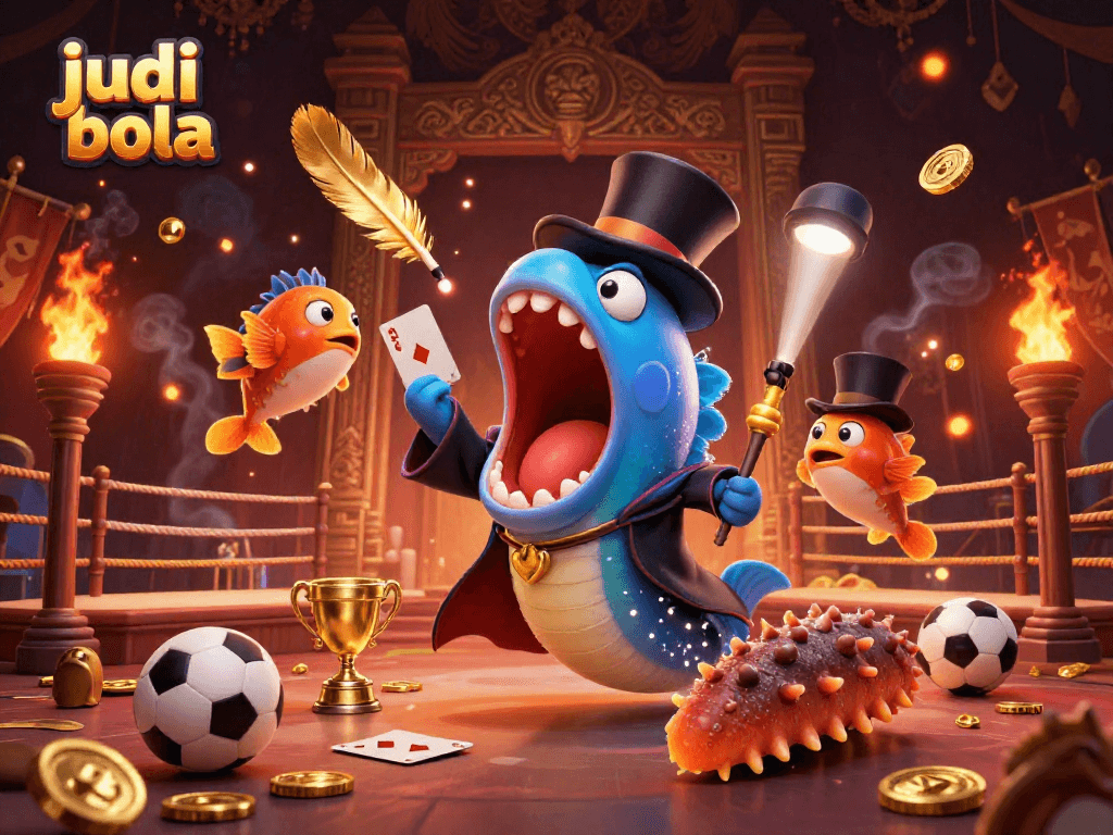 Engage in judi bola excitement with a vibrant underwater magic scene featuring a bioluminescent eel and anglerfish.