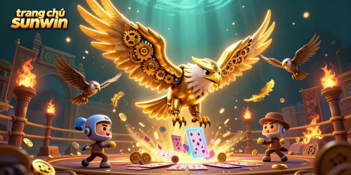 Experience the thrill of the trang chủ sunwin with this vibrant 3D casino illustration featuring an eagle and dynamic gaming elements.