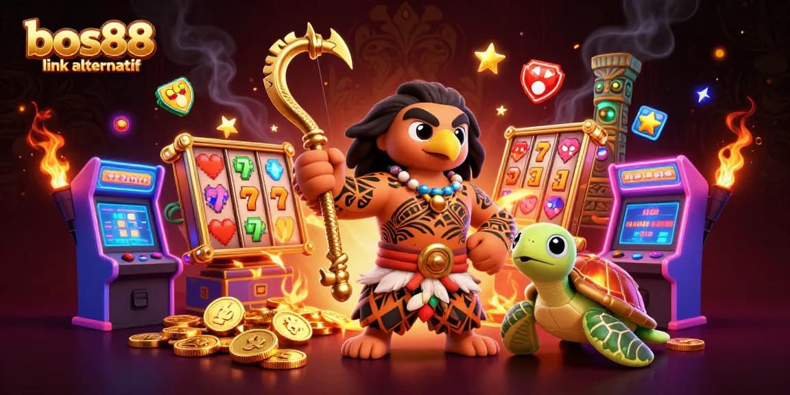 Unlock winning potential with bos88 link alternatif amidst vibrant casino elements in this dynamic 3D scene.