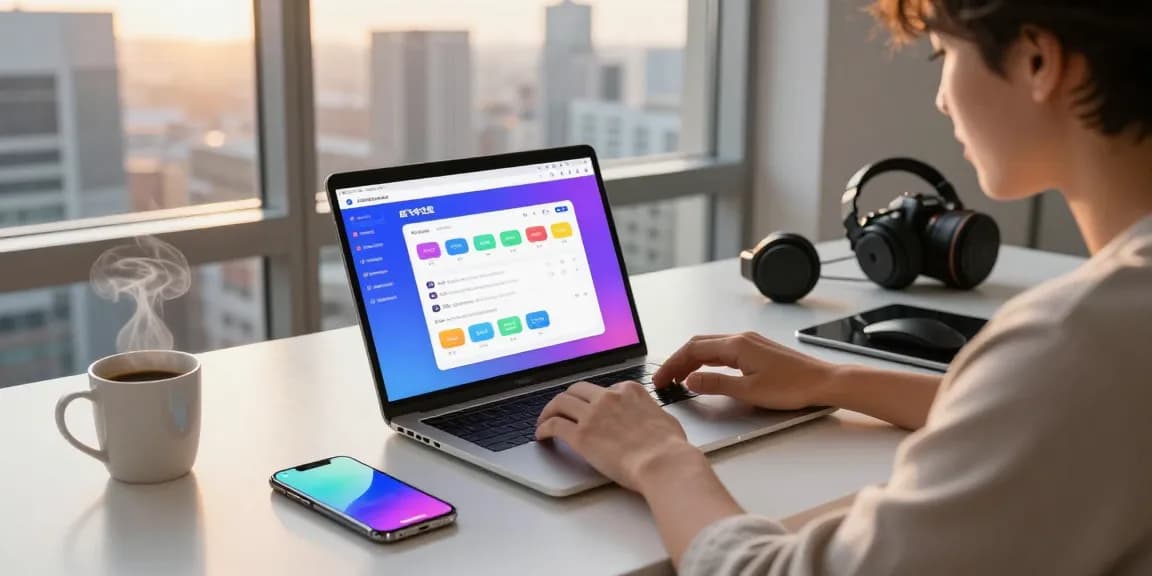 Experience 纸飞机中文版 in a modern workspace, showcasing tech interaction and productivity.