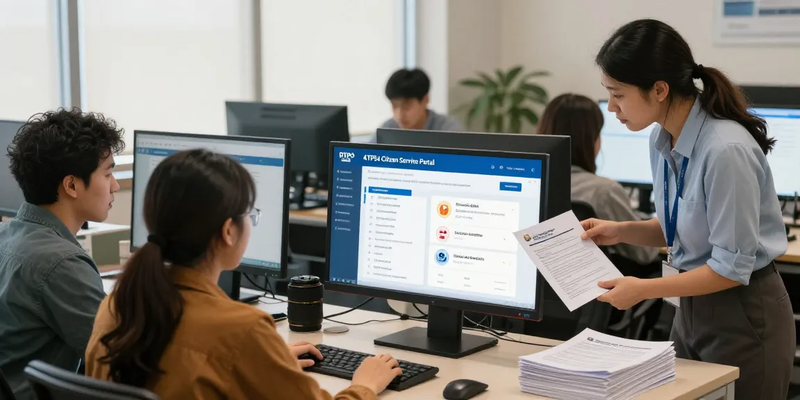 Interactive RTPS 4 citizen service portal in a government office, showcasing citizen engagement and digital services.