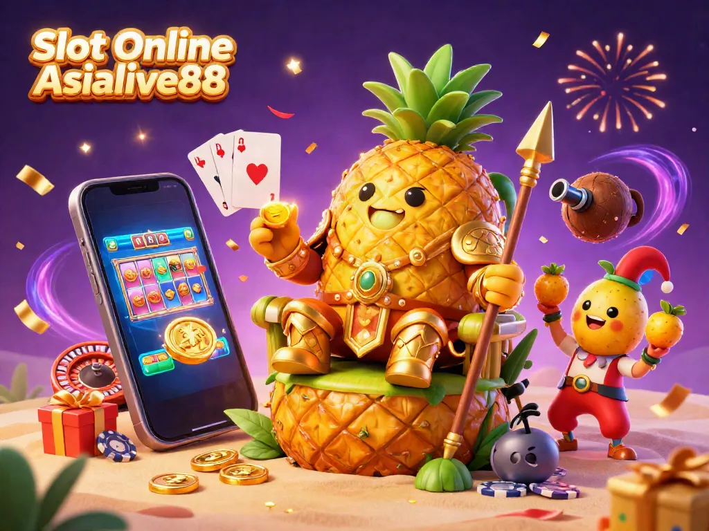 Experience the thrilling Slot Online Asialive88 adventure with vibrant casino elements and characters celebrating wins.
