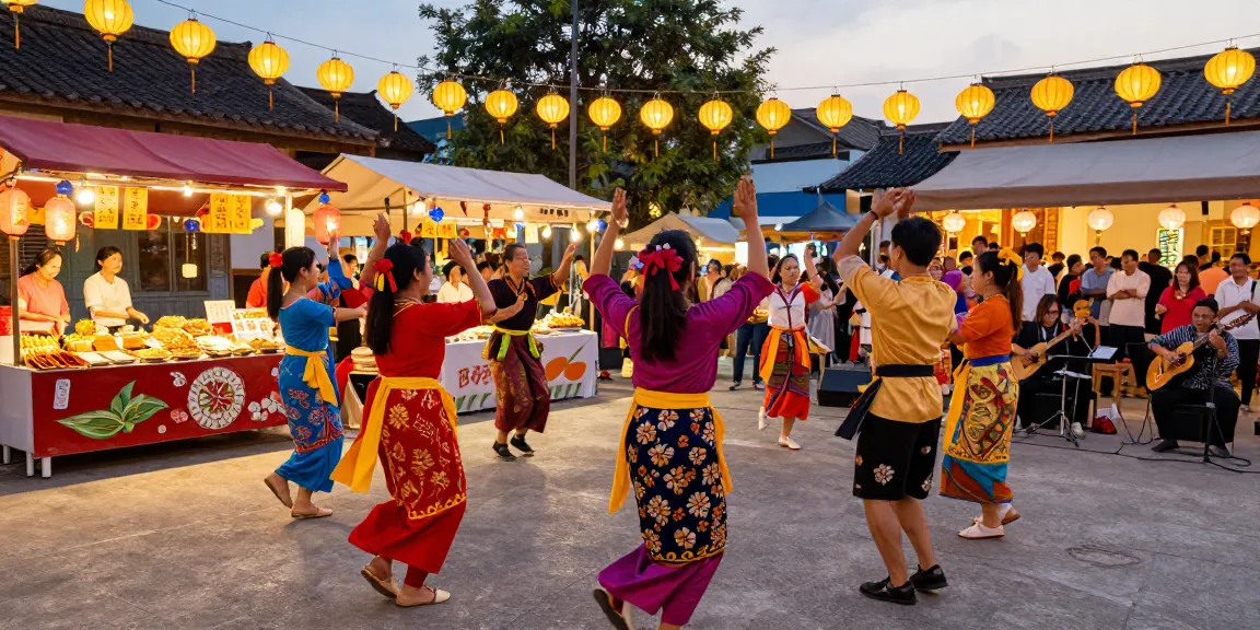 Asian cultural festival scene with lively dance and delicious food, highlighting the community aspect of https://hanadultalk.com.