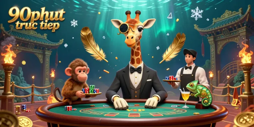 Engage in thrilling gameplay at 90phut truc tiep with high-stakes poker featuring charming animal characters.