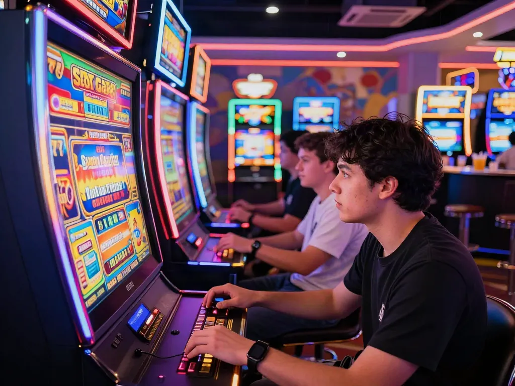 Momen bermain slot777 di kasino modern dengan visual menarik dan suasana ceria.