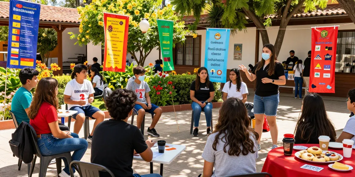 Élèves immergés dans des cours d'espagnol en Espagne dans une école de langue vivante en plein air.