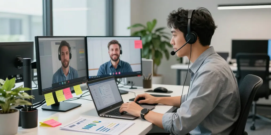 Customer service representative providing Telus-Technical-Support in a vibrant office setting