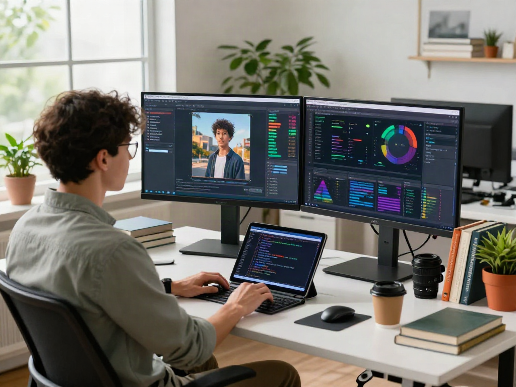 AI Image Detection dashboard showcasing real-time results in a modern tech workspace