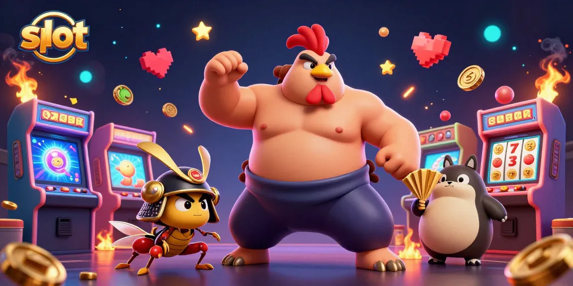 Experience thrilling slots action with characters in a dynamic casino scene packed with colorful game elements.