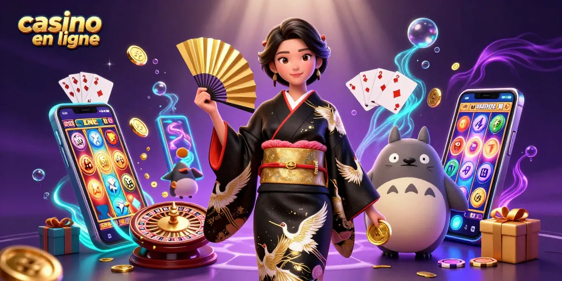 Découvrez l'excitation du casino en ligne grâce à une illustration 3D dynamique mettant en avant des éléments de jeu remarquables.