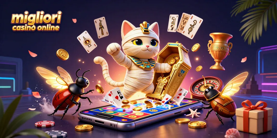 Migliori casinò online: mummia egiziana e scarabeo nel casinò con giochi e fiches