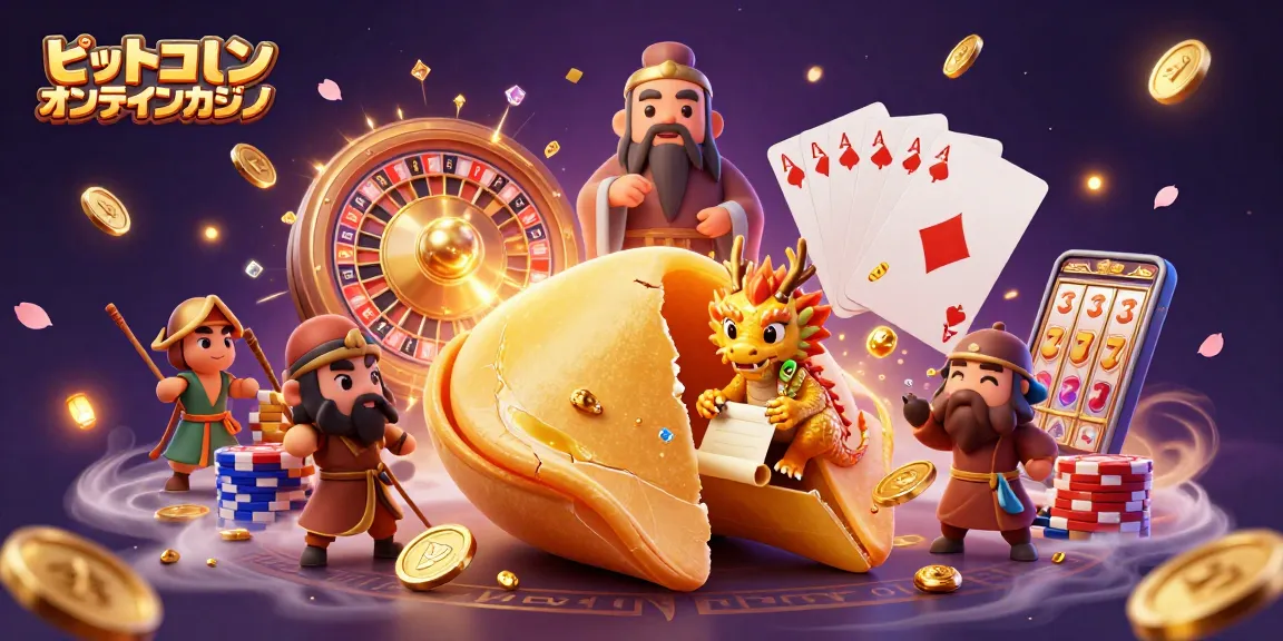 ビットコイン オンラインカジノのスロットゲームを楽しむシーンを描いたイラスト