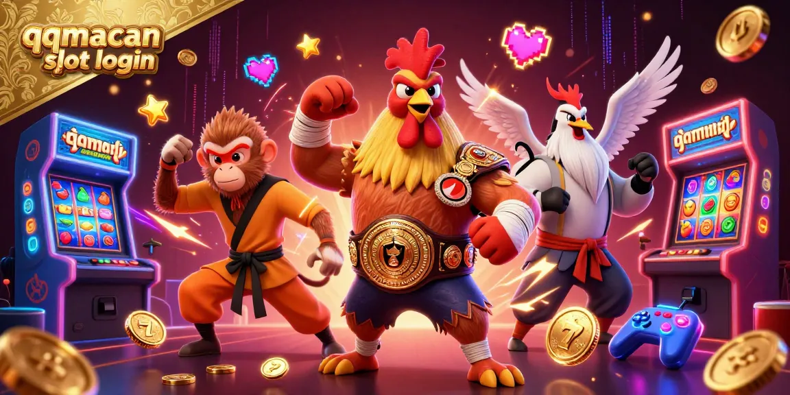Play thrilling slots and discover jackpots with qqmacan slot login in this vibrant 3D casino illustration.