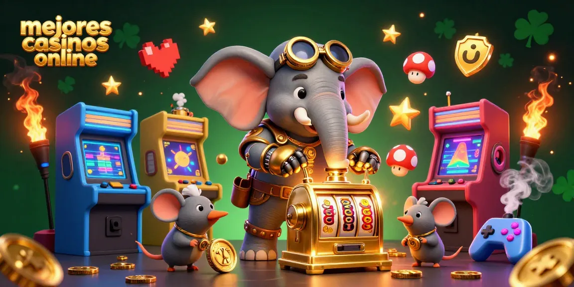 Juega en los mejores casinos online mientras disfrutas de esta colorida ilustración 3D de un elefante ingeniero.