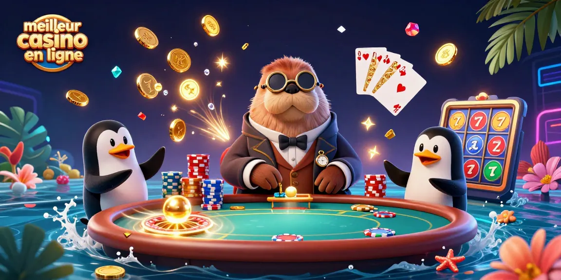 Profitez de l'ambiance d'un meilleur casino en ligne avec des personnages amusants jouant au poker.