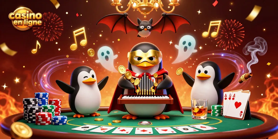 Explorez le casino en ligne avec des personnages animés, des pièces d'or et une ambiance festive.