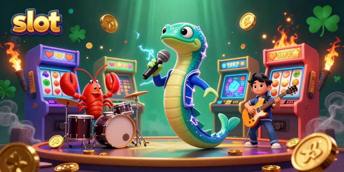 Engage with vibrant slot reels as an electric eel DJ performs in an underwater casino.