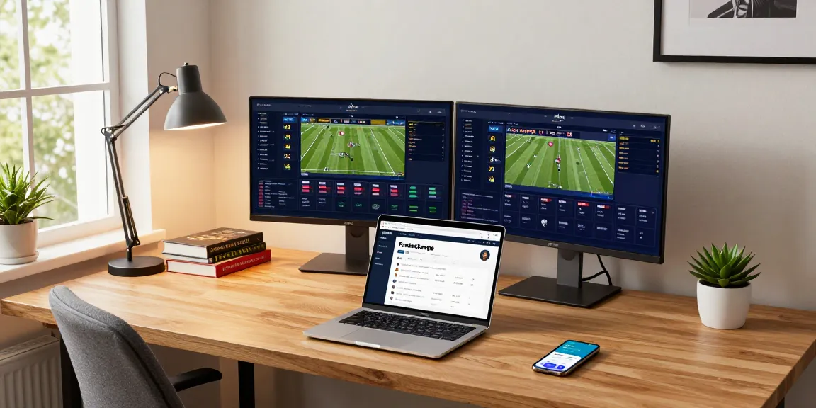Funexchange platform on dual monitors in a modern gaming workspace showcasing live sports betting and casino features, emphasizing user-friendly technology and security.