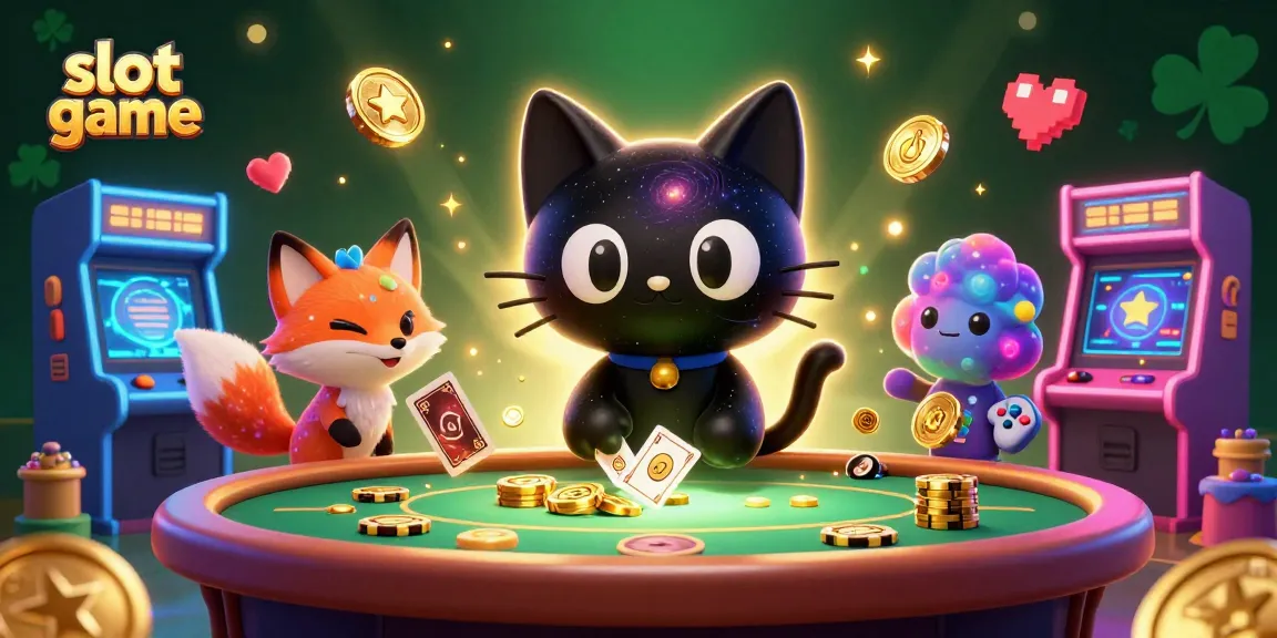 Experience the thrill of a vibrant slot game amidst cosmic characters and glowing casino elements.
