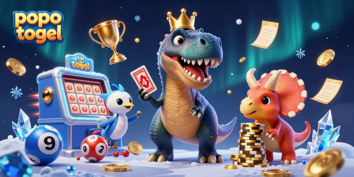Play popo togel by engaging with animated characters in a vibrant lottery-themed scene.