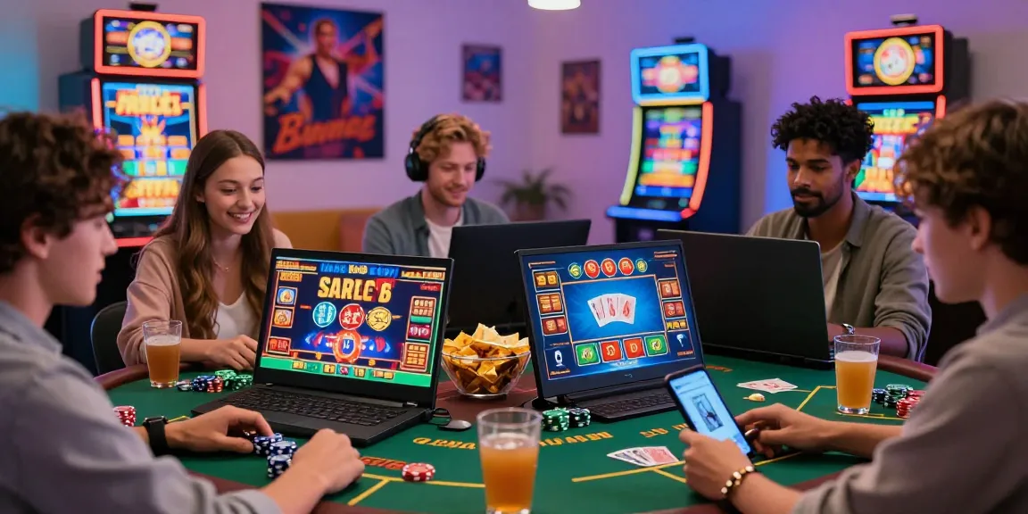 Online casinos Australia gaming scene with players enjoying various games in a vibrant setting.