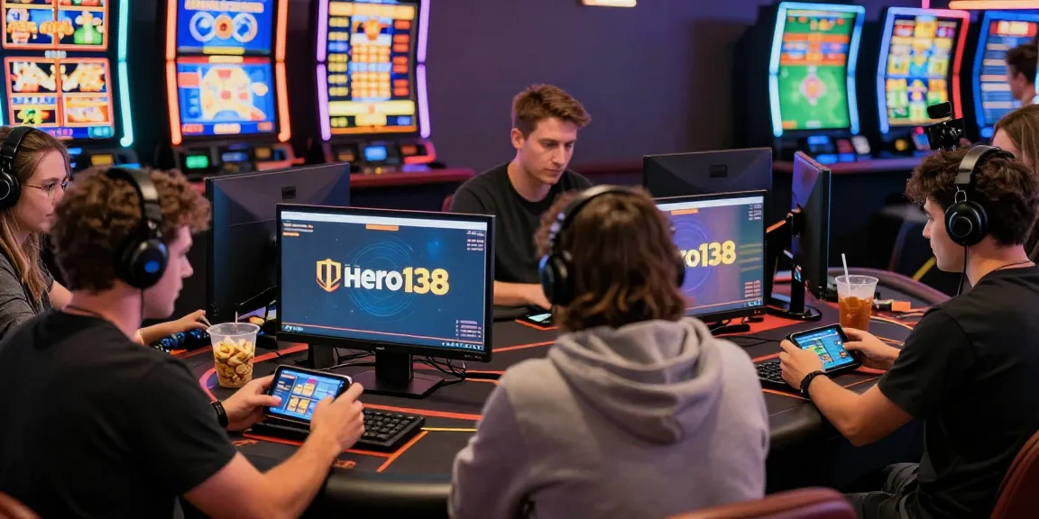 Experience the excitement of online gaming with hero138 as diverse players engage in an energetic casino atmosphere.